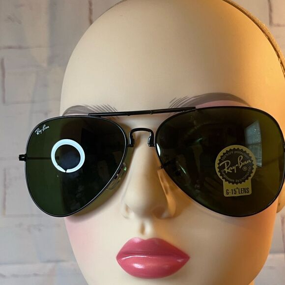 New Foldable Rayban G-15 Black Green Lense Aviator Sunglasses - Picture 2 of 11